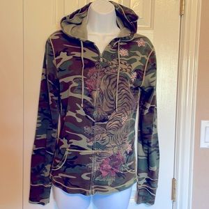 Lucky Brand Camouflage Zippered Hoodie Size-L